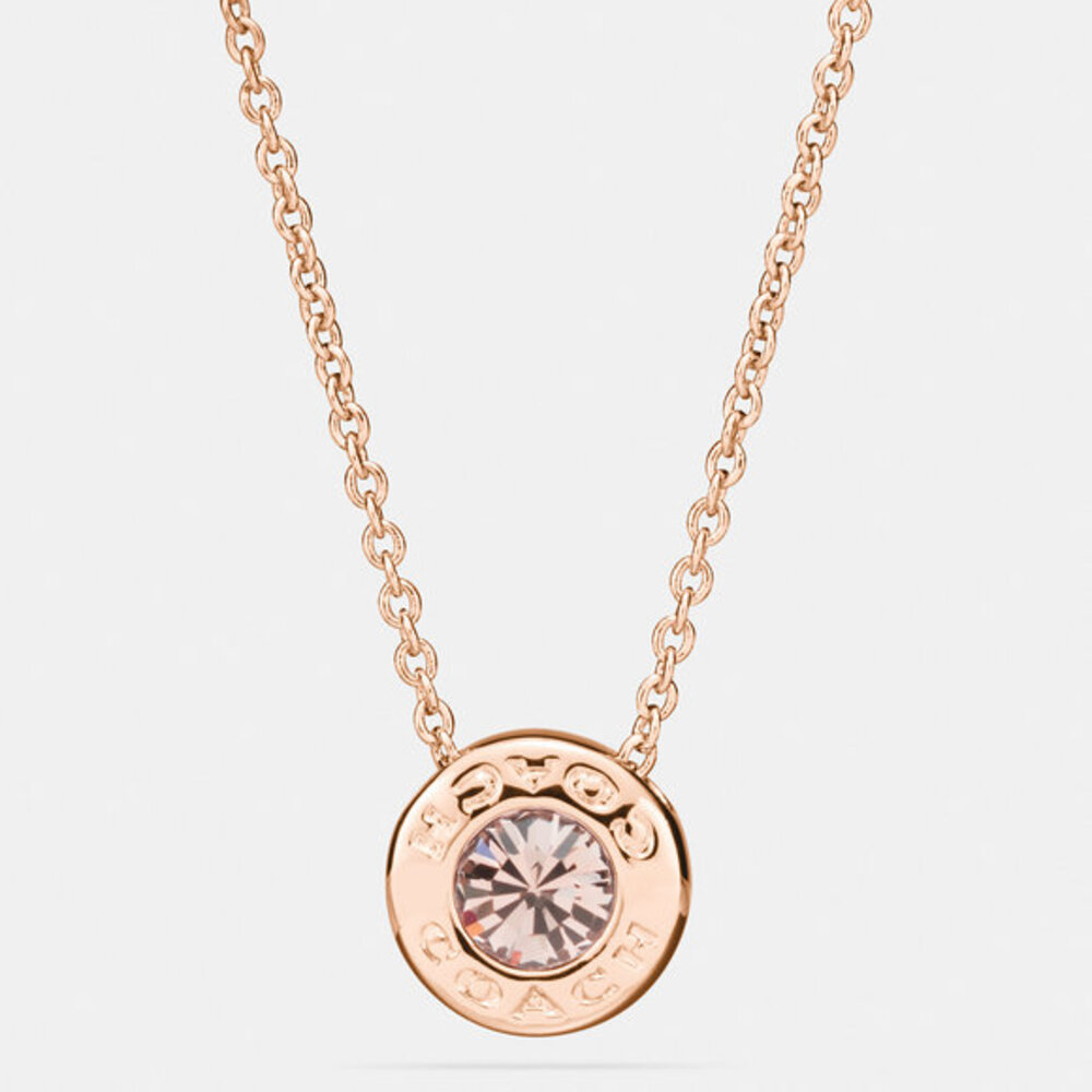 COACH | Open Circle Stone Necklace Rose Gold Toned